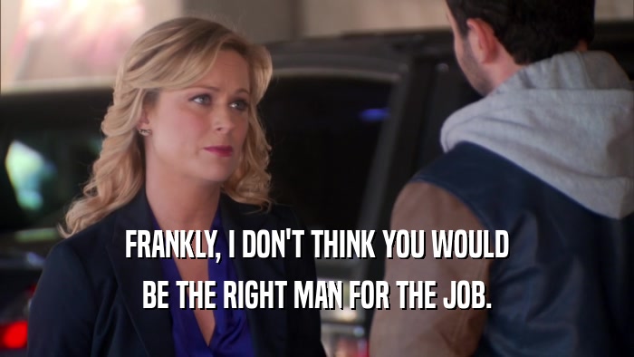 FRANKLY, I DON'T THINK YOU WOULD BE THE RIGHT MAN FOR THE JOB. 