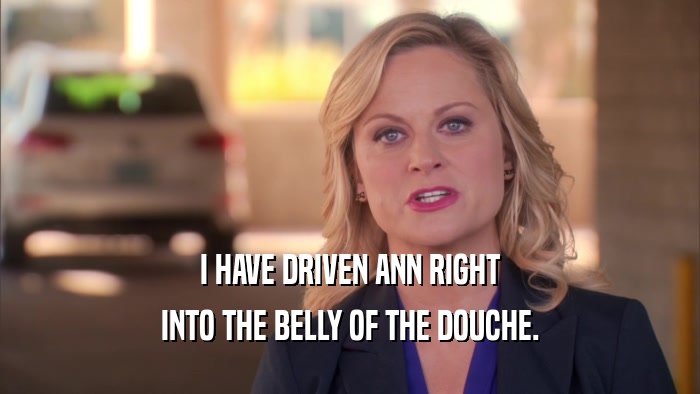 I HAVE DRIVEN ANN RIGHT INTO THE BELLY OF THE DOUCHE. 