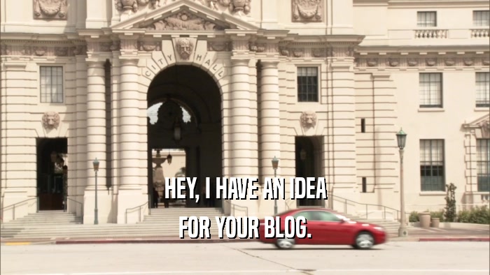 HEY, I HAVE AN IDEA FOR YOUR BLOG. 