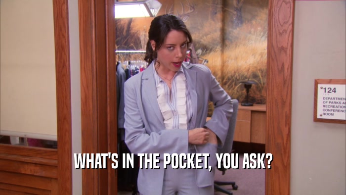 WHAT'S IN THE POCKET, YOU ASK?  