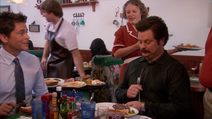 I'M SENDING HOME SOME FREE WAFFLES FOR LESLIE. 