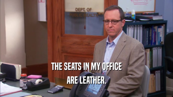 THE SEATS IN MY OFFICE ARE LEATHER. 