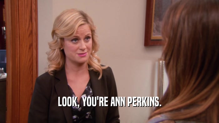 LOOK, YOU'RE ANN PERKINS.  