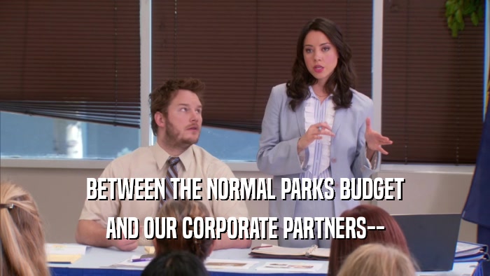BETWEEN THE NORMAL PARKS BUDGET AND OUR CORPORATE PARTNERS-- 