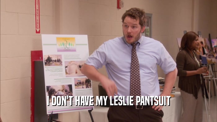 I DON'T HAVE MY LESLIE PANTSUIT  