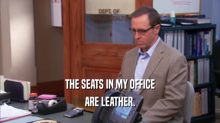 THE SEATS IN MY OFFICE ARE LEATHER. 