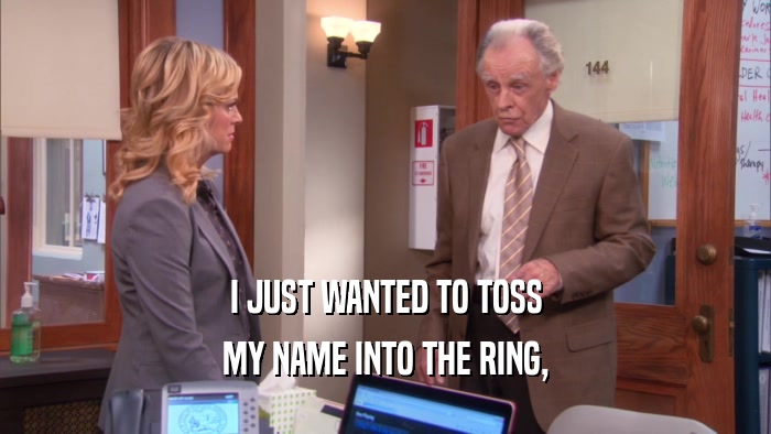 I JUST WANTED TO TOSS MY NAME INTO THE RING, 