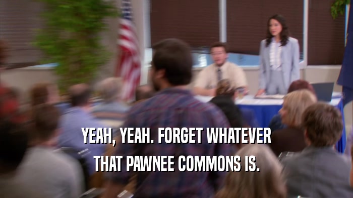 YEAH, YEAH. FORGET WHATEVER
 THAT PAWNEE COMMONS IS.
 