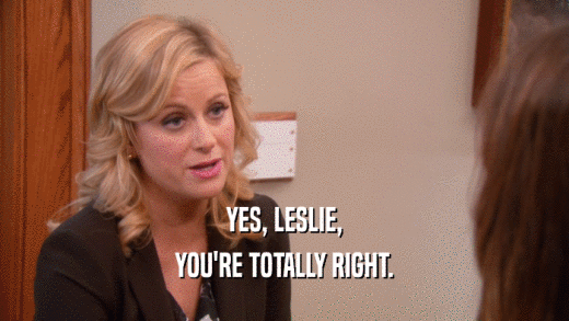 YES, LESLIE, YOU'RE TOTALLY RIGHT. 