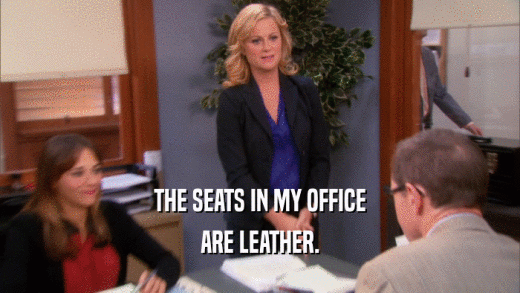 THE SEATS IN MY OFFICE ARE LEATHER. 