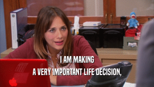 I AM MAKING A VERY IMPORTANT LIFE DECISION, 