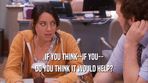 IF YOU THINK--IF YOU-- DO YOU THINK IT WOULD HELP? 