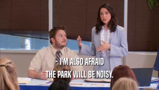 - I'M ALSO AFRAID THE PARK WILL BE NOISY. 