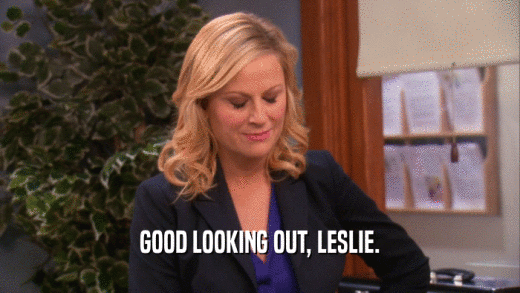 GOOD LOOKING OUT, LESLIE.  