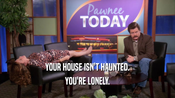 YOUR HOUSE ISN'T HAUNTED.
 YOU'RE LONELY.
 