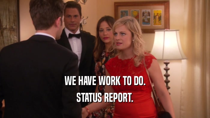 WE HAVE WORK TO DO. STATUS REPORT. 