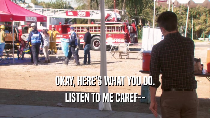 OKAY, HERE'S WHAT YOU DO. LISTEN TO ME CAREF-- 