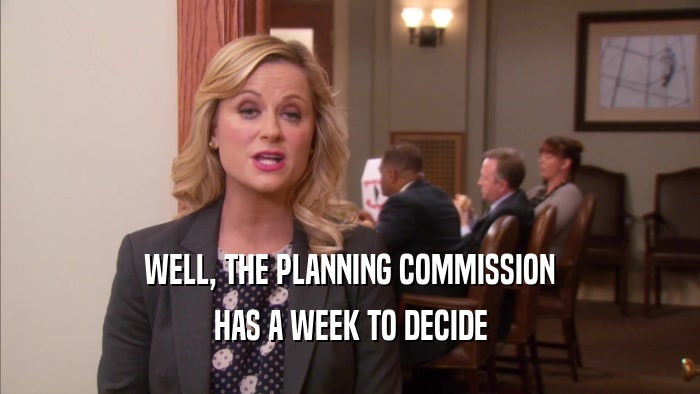 WELL, THE PLANNING COMMISSION HAS A WEEK TO DECIDE 