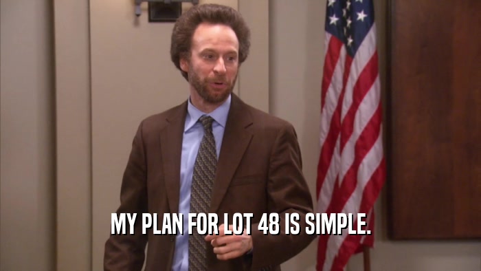MY PLAN FOR LOT 48 IS SIMPLE.  