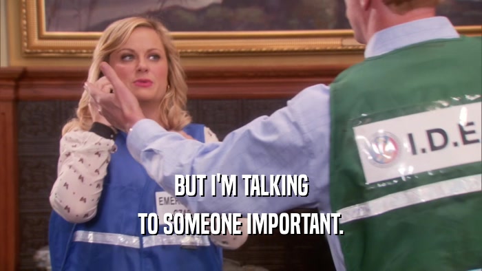 BUT I'M TALKING TO SOMEONE IMPORTANT. 