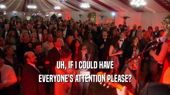 UH, IF I COULD HAVE EVERYONE'S ATTENTION PLEASE? 