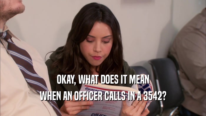 OKAY, WHAT DOES IT MEAN WHEN AN OFFICER CALLS IN A 3542? 