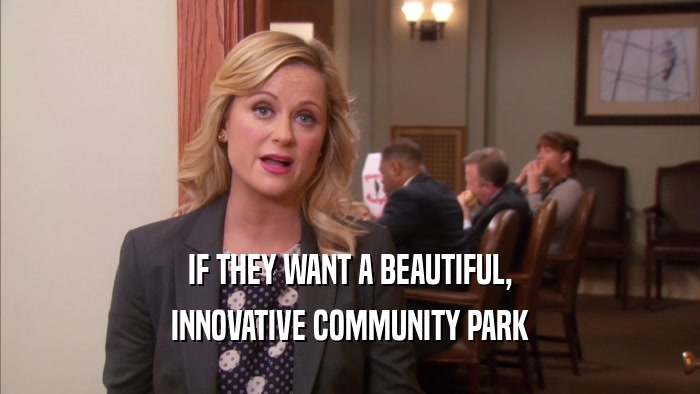 IF THEY WANT A BEAUTIFUL, INNOVATIVE COMMUNITY PARK 