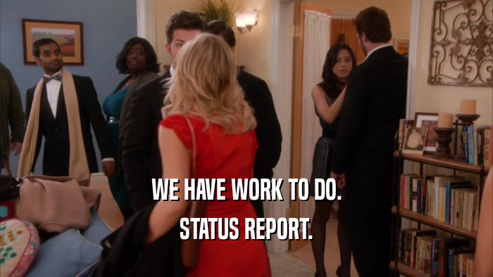 WE HAVE WORK TO DO. STATUS REPORT. 