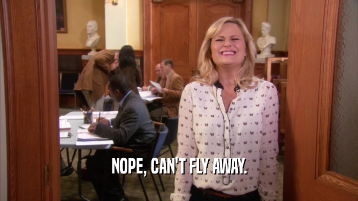 NOPE, CAN'T FLY AWAY.  