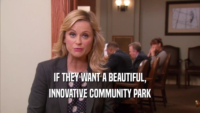 IF THEY WANT A BEAUTIFUL, INNOVATIVE COMMUNITY PARK 