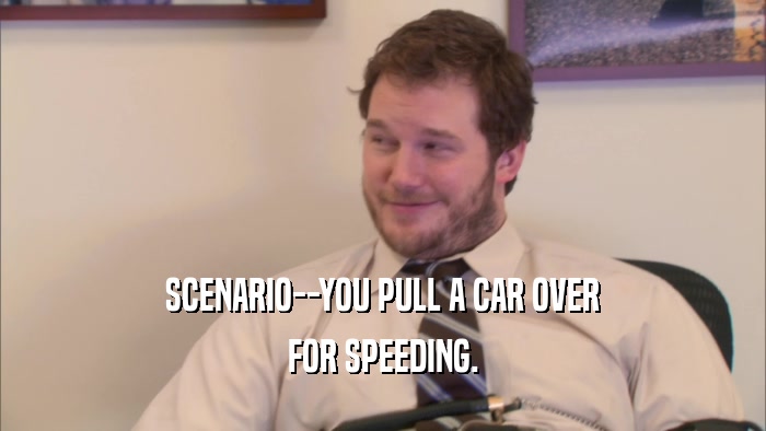 SCENARIO--YOU PULL A CAR OVER FOR SPEEDING. 