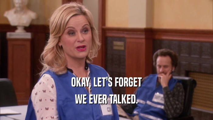OKAY, LET'S FORGET WE EVER TALKED. 
