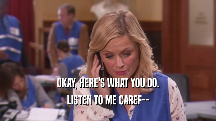 OKAY, HERE'S WHAT YOU DO. LISTEN TO ME CAREF-- 
