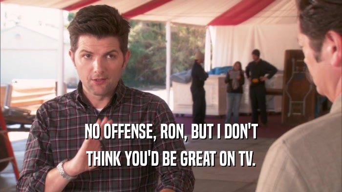NO OFFENSE, RON, BUT I DON'T THINK YOU'D BE GREAT ON TV. 