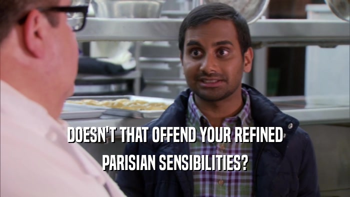 DOESN'T THAT OFFEND YOUR REFINED PARISIAN SENSIBILITIES? 