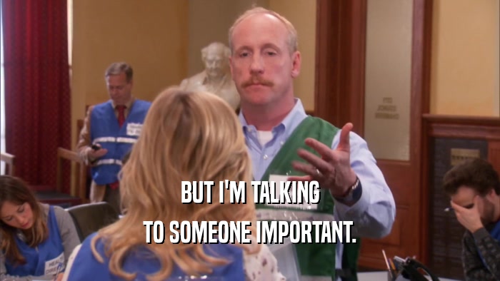 BUT I'M TALKING TO SOMEONE IMPORTANT. 