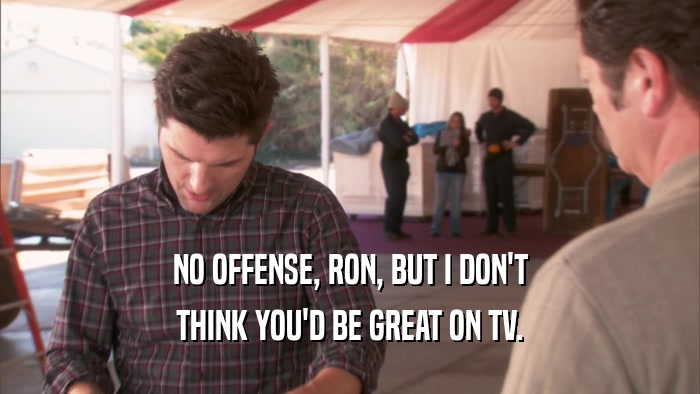 NO OFFENSE, RON, BUT I DON'T THINK YOU'D BE GREAT ON TV. 