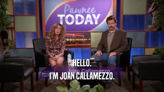 HELLO. I'M JOAN CALLAMEZZO. 