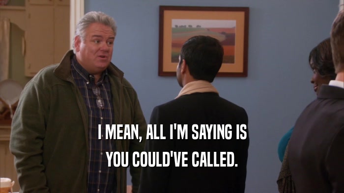 I MEAN, ALL I'M SAYING IS YOU COULD'VE CALLED. 