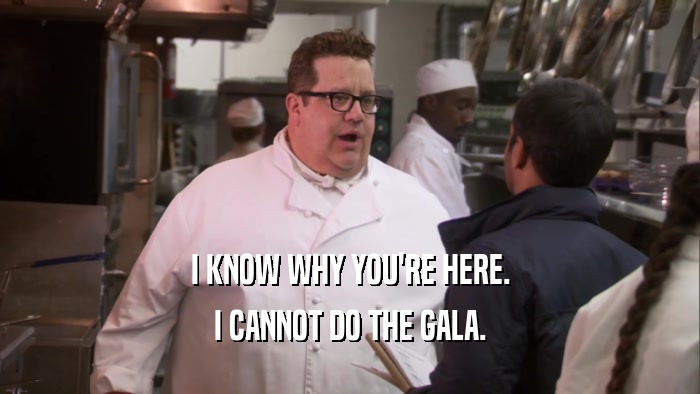 I KNOW WHY YOU'RE HERE. I CANNOT DO THE GALA. 