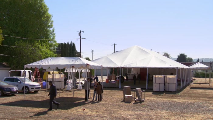 DONNA, ARE WE ON SCHEDULE FOR THE TENT SETUP? 