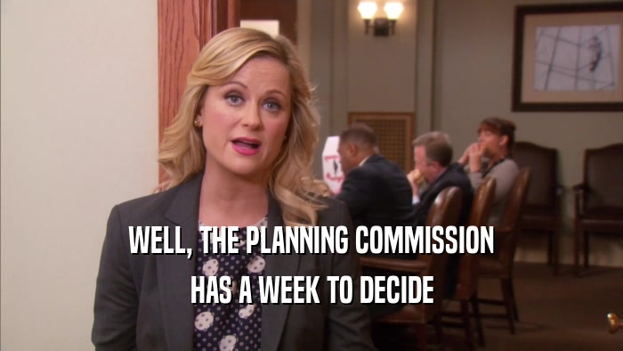 WELL, THE PLANNING COMMISSION HAS A WEEK TO DECIDE 