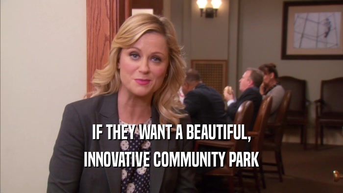 IF THEY WANT A BEAUTIFUL, INNOVATIVE COMMUNITY PARK 