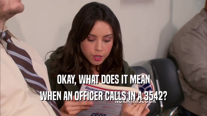 OKAY, WHAT DOES IT MEAN WHEN AN OFFICER CALLS IN A 3542? 
