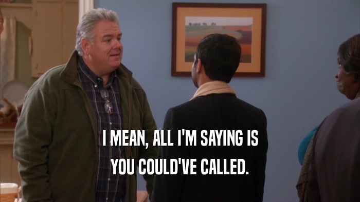 I MEAN, ALL I'M SAYING IS YOU COULD'VE CALLED. 