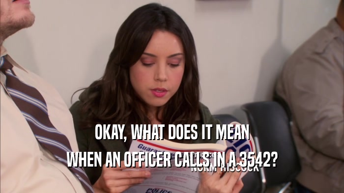 OKAY, WHAT DOES IT MEAN WHEN AN OFFICER CALLS IN A 3542? 