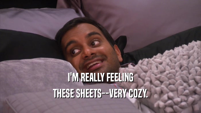 I'M REALLY FEELING THESE SHEETS--VERY COZY. 