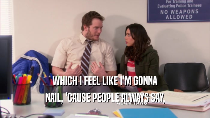 WHICH I FEEL LIKE I'M GONNA NAIL, 'CAUSE PEOPLE ALWAYS SAY, 