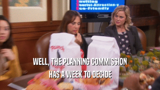 WELL, THE PLANNING COMMISSION HAS A WEEK TO DECIDE 