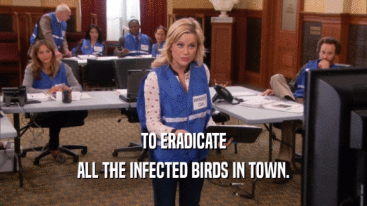 TO ERADICATE ALL THE INFECTED BIRDS IN TOWN. 